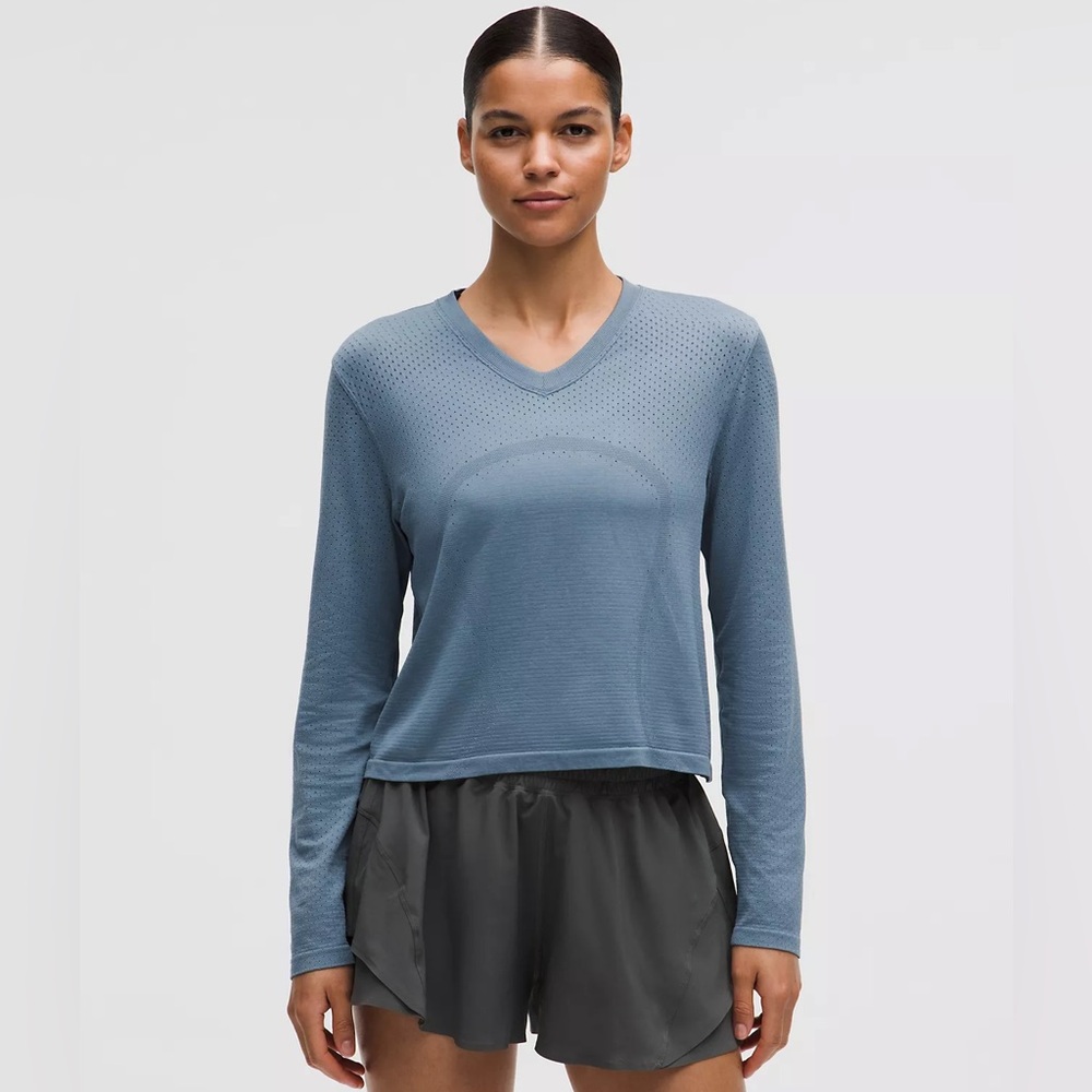 Lululemon Swiftly Open-Hole V-Neck Long-Sleeve Shirt, Size 8, Never Worn